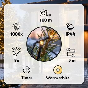 BRILAGI - LED ghirlandă de Crăciun pentru exterior 1000xLED/8 funcții 105 m IP44 alb cald