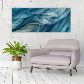 Tablou - Undele albastre și albe (120x50 cm)