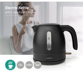 Fierbător de apă 1 l 2150W/230V negru Nedis KAWK300EBK
