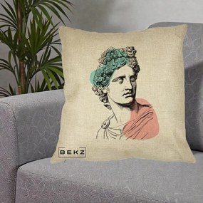 Perna Decorativa Bust Grec Vaporwave, 40x40 cm, Crem, Husa Detasabila, Perna Inclusa, BEKZ®