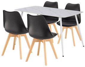 Ravena 4+1 set de sufragerie alb-negru