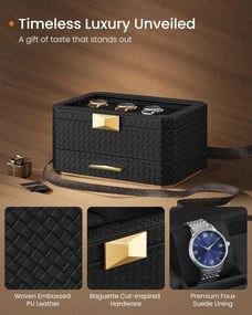 Cutie depozitare ceasuri Songmics Negru 27.3x20.4x14.5 cm
