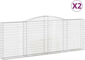 vidaXL Coșuri gabion arcuite 2 buc, 400x30x140/160 cm, fier galvanizat