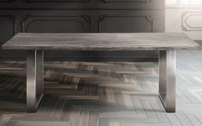 Masă lemn masiv Dining Morris Stejar Picioare Oțel Inoxidabil - 300x120