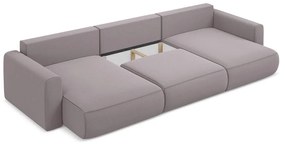 Colțar mov lavandă extensibil/cu spațiu de depozitare cu tapițerie din catifea (în formă de "U") Kapua – Makamii