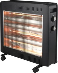 Radiator cu quartz Rosberg R51972E, 2400W, 4 tuburi, 2 trepte, Protectie rastunare, Negru