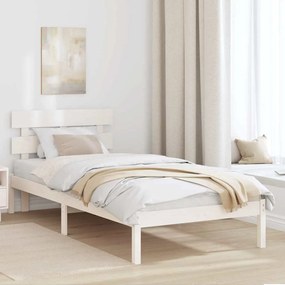 vidaXL Cadru de pat cu spătar Alb 90x190 cm Lemn masiv de pin