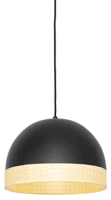 Lampă suspendată orientală neagră cu ratan 30 cm - Magna Rotan