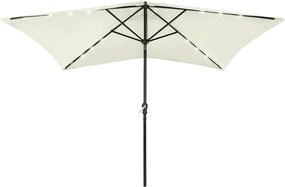 vidaXL Umbrelă de soare cu stâlp din oțel & LED-uri, nisipiu, 2x3 m