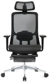 ROCKY-V5 Scaun ergonomic, Full Mesh, Sezut Translatie, suport picioare, Negru