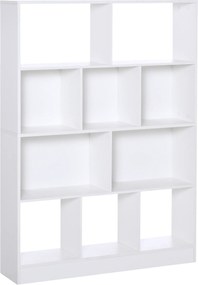 HOMCOM Bibliotecă raft Mobilier de Depozitare 5 nișe + 5 rafturi Panouri Particule Alb | Aosom Romania