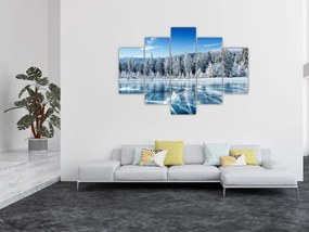 Tablou cu lacul înghețat și copacii înzăpeziți (150x105 cm)