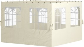 Outsunny Panouri laterale pentru pavilion, 4 panouri laterale pentru pavilion de grădină, cu fermoar, pavilion 3 x 4 m, crem | Aosom Romania