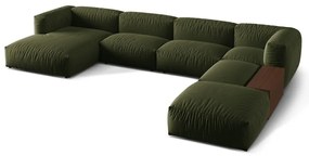 Colțar modular verde (cu colț pe partea dreaptă/în formă de "U") Martina – Micadoni Home