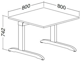 Masa ProOffice C 80 x 80 cm, fag