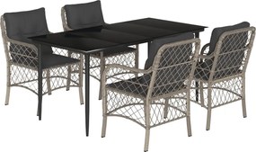 vidaXL Set mobilier de grădină cu perne, 5 piese gri deschis poliratan