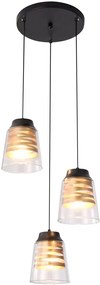 Rabalux Zenaida lampă suspendată 3x60 W negru-transparent-auriu 3545