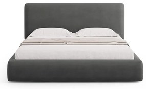 Pat matrimonial gri tapițat cu spațiu de depozitare cu somieră 180x200 cm Colonel – Cosmopolitan Design