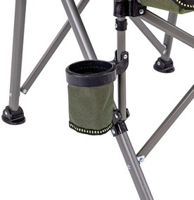 Scaun de pescuit Leziter Comfort Plus cu cotieră și suport pentru pahare verde