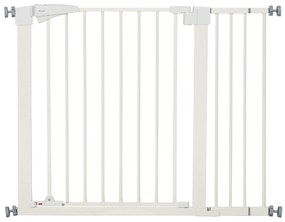 PawHut Poartă pentru Câini de Talie Mică și Medie cu Dublă Încuietoare și Închidere Automată, 76-103x4.2x77 cm, Alb | Aosom Romania