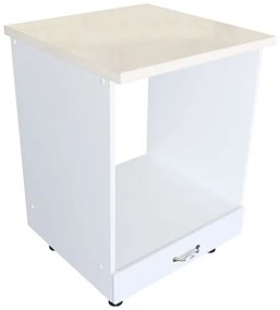 Corp pentru cuptor incorporabil cu sertar Zebra, Alb/MDF Alb lucios, cu blat Travertin, 60 x 85 x 60 cm