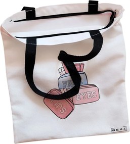 Sacosa de Panza pentru Cumparaturi, Geanta Tote, Travel Girl 11, Cu fermoar, 38x34.5 cm, Alba, BEKZ®