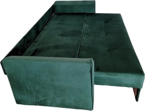 Canapea LILI extensibila, 3 locuri, cu lada de depozitare, culoare verde , 220x95x80 Verde padure, Catifea