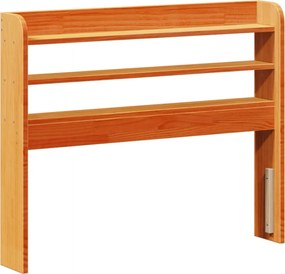 vidaXL Tăblie de pat cu rafturi, maro ceruit, 100 cm, lemn masiv pin