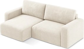 Colțar crem extensibil/cu spațiu de depozitare cu tapițerie din chenille (cu colț pe partea stângă/cu șezlong) Kona – Makamii