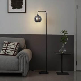Lampă de podea Art Deco neagră cu sticlă fumurie - Sandra
