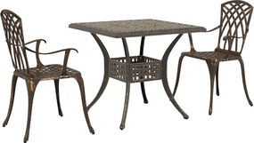 vidaXL Set masă de grădină 3 pcs Bronz Aluminiu turnat