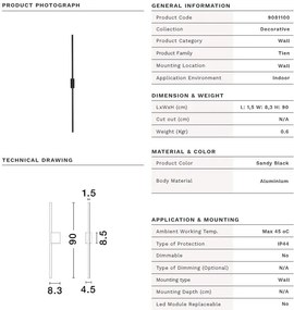 Aplica LED design liniar cu protectie IP44 TIEN 90cm