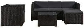 Jusky Set ratan de gradina Punta Cana L - perne negre/antracit