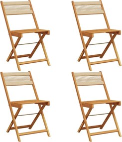 vidaXL Scaune de grădină pliabile, 4 buc., bej, lemn masiv acacia