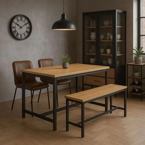 Set de mobilier Loft pentru sufragerie sau bucătărie - masă și 2 bănci