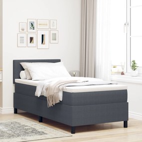 vidaXL Pat cu arcuri cu saltea gri închis 80x200 cm țesătură de corduroy