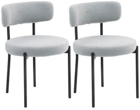 HOMCOM Set de 2 scaune de sufragerie cu spătar din material textil picioare din oțel 51 x 51 x 76 cm gri deschis | Aosom Romania