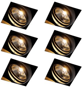 Set de 6 spoturi încastrate negre GU10 AR111 fără ramă - Oneon