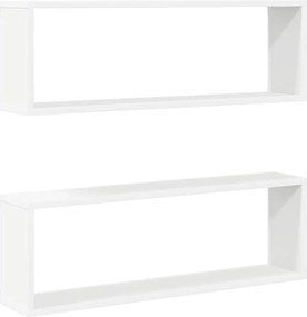 vidaXL Rafturi de perete cub, 2 buc., alb, 80x15x26,5cm lemn prelucrat