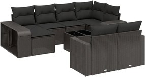 vidaXL Set canapele de grădină cu perne, 11 piese, negru, poliratan