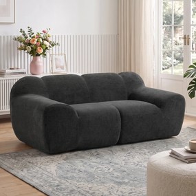 HOMCOM Canapea 2 Locuri din Chenille Fără Structură, cu Șezut Larg și Brațe Largi, 174x91x61 cm, Gri Închis | Aosom Romania