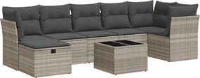 vidaXL Set mobilier de grădină cu perne, 8 piese gri deschis poliratan