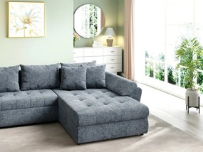 Colțar extensibil dumonde cu ladă de depozitare si sezut confortabil din spuma high-density, Loana U Euphoria Grafit 355x185 cm