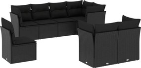 vidaXL Set mobilier de grădină cu perne, 8 piese, negru, poliratan
