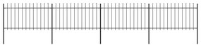 Gard de gradina cu varf sulita, negru, 6,8 x 1 m, otel 1, 1 m, 6.8 m