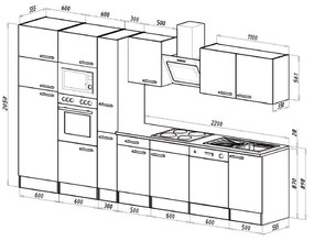 Mobilă de bucătărie Yorki 370, corp alb, cu față antracit satinat