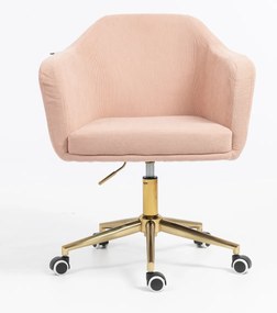 HR832K Scaun Catifea Reiată Premium culoare Roz prăfuit Litchi cu Bază Aurie