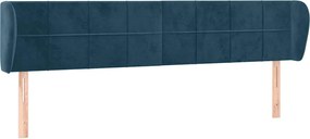 vidaXL Tăblie pat cu aripioare albastru închis 183x23x78/88 cm catifea