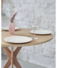 Masă de dining rotundă extensibilă cu blat cu aspect de lemn de frasin 45x90 cm Jubi – Ragaba