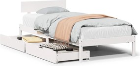 vidaXL Cadru de pat fără saltea, alb, 75x190 cm, lemn masiv de pin